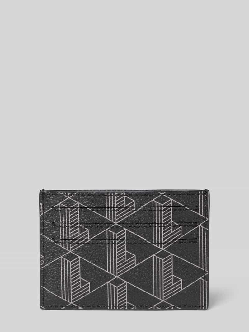 Lacoste Kaartetui in leerlook allover monogram noir gris, foto 2