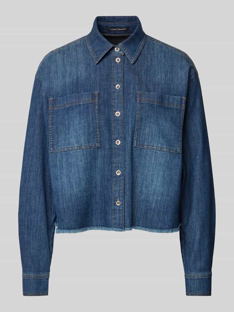 LUISA CERANO Regular fit jeansblouse met opgestikte borstzakken