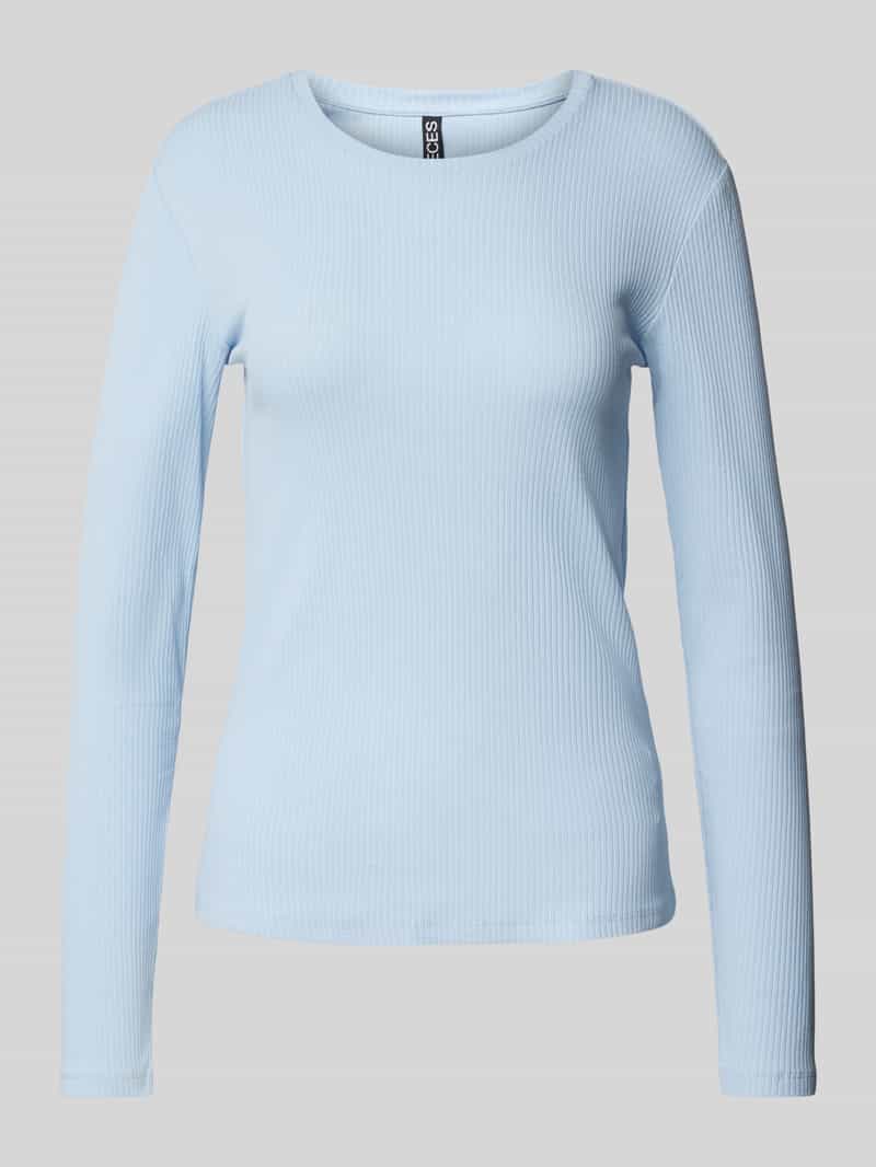 Pieces Slim fit shirt met lange mouwen van biologische katoenmix model 'RUKA'