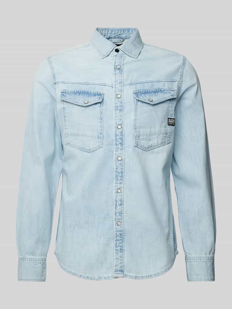 G-Star Raw Slim fit jeansoverhemd met paspelzakken op de borst model 'Dakota'