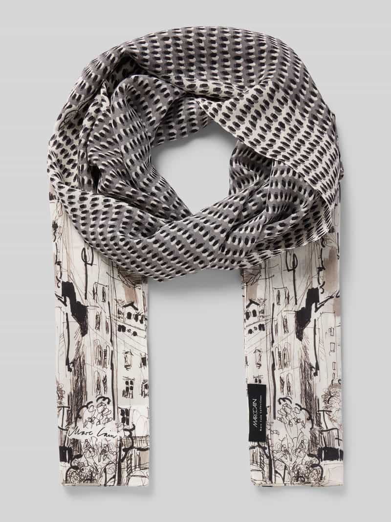 Marc Cain Zijden sjaal met labeldetail