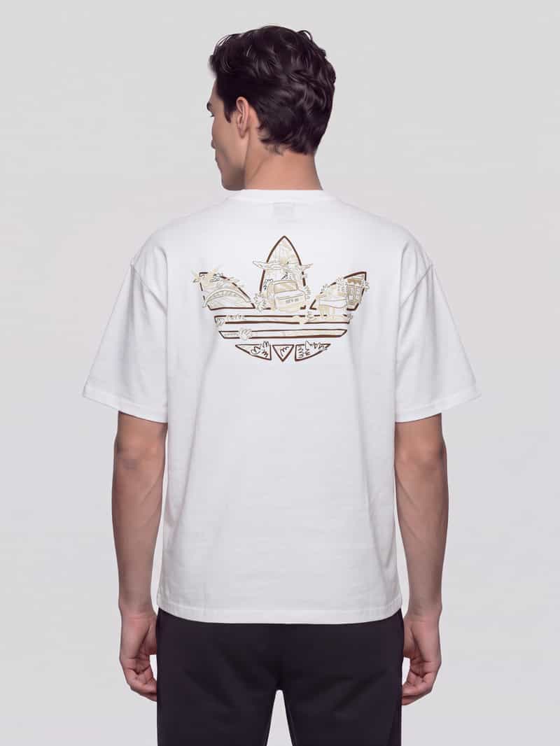 adidas Originals T-shirt van linnen met grote print aan de achterkant