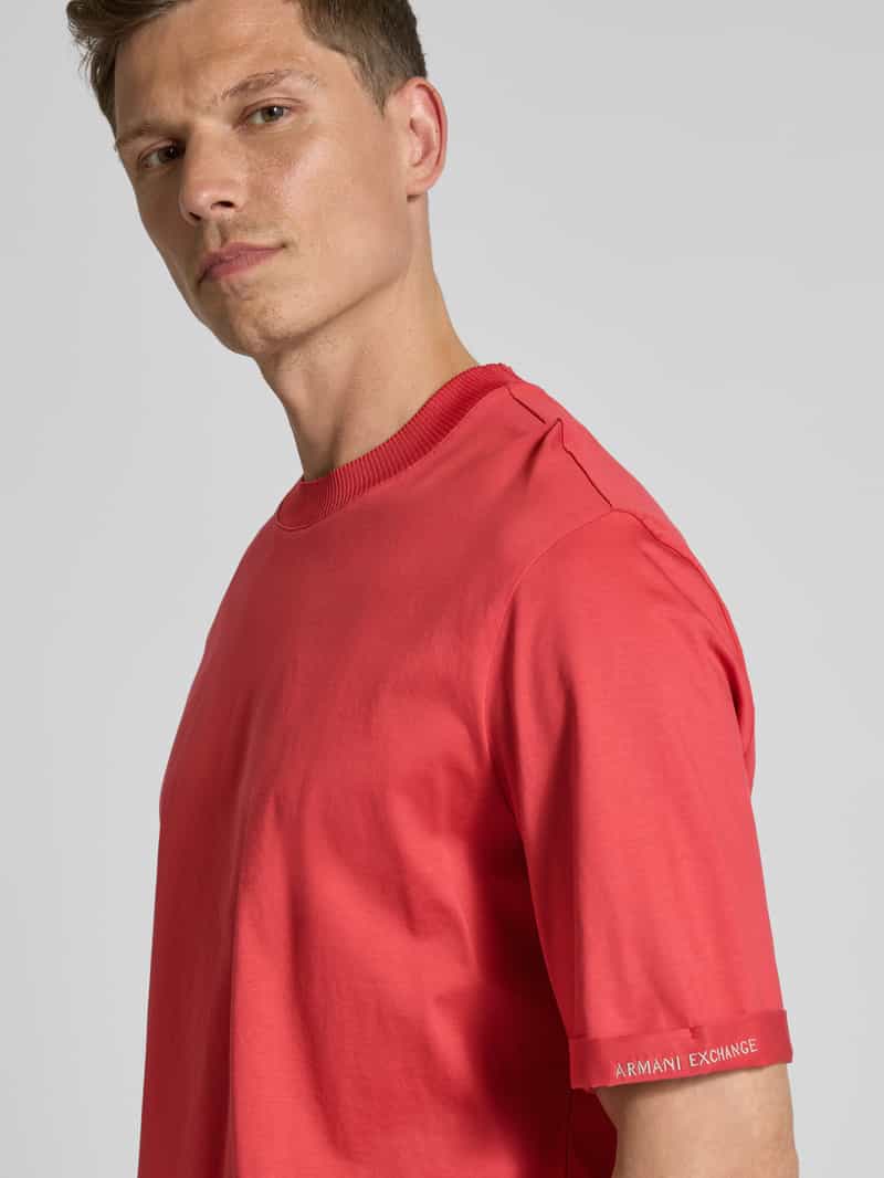 Armani Exchange T-shirt met geribde ronde hals