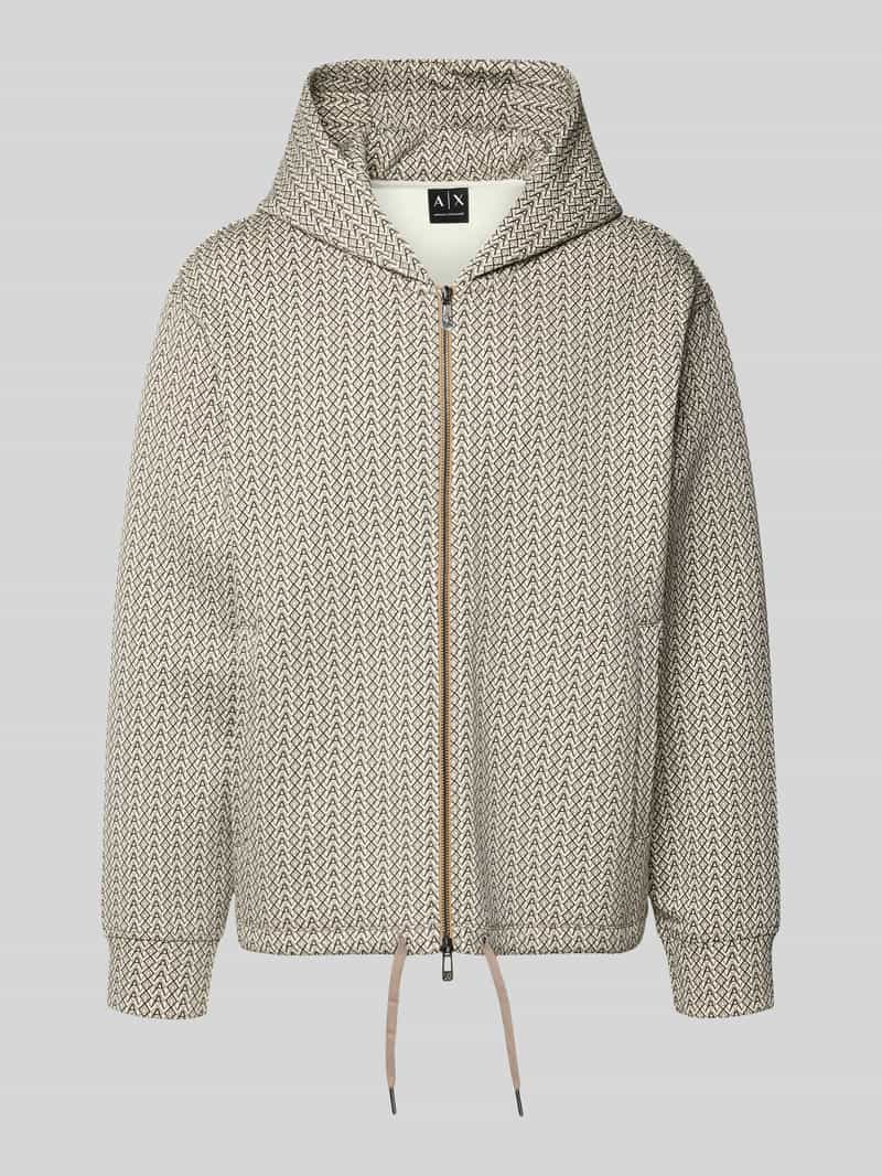 Armani Exchange Sweatjack met tweewegsritssluiting en tunnelkoord