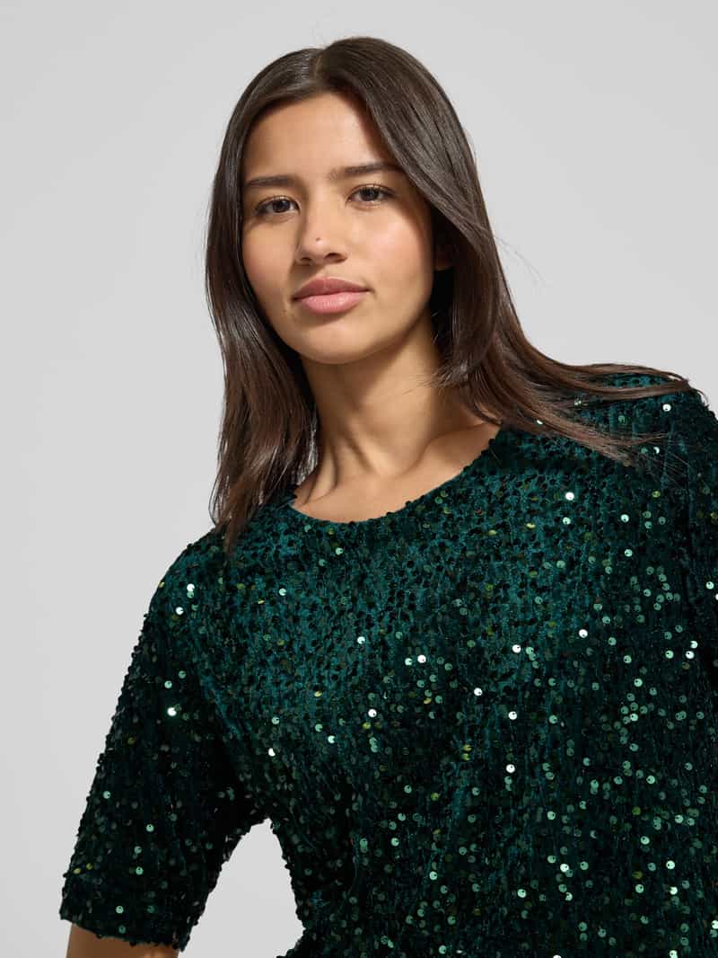 BRAX Relaxed fit T-shirt met all-over pailletten model 'Cara'