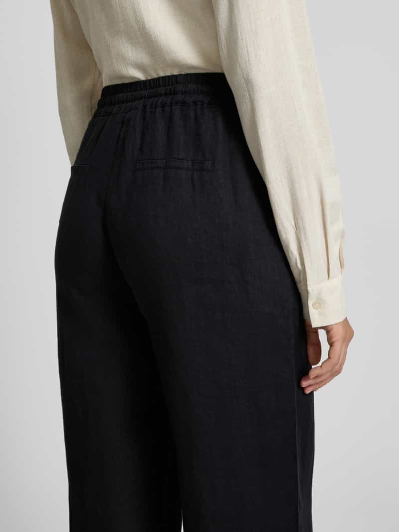 Emily Van den Bergh Straight leg linnen broek met elastische band