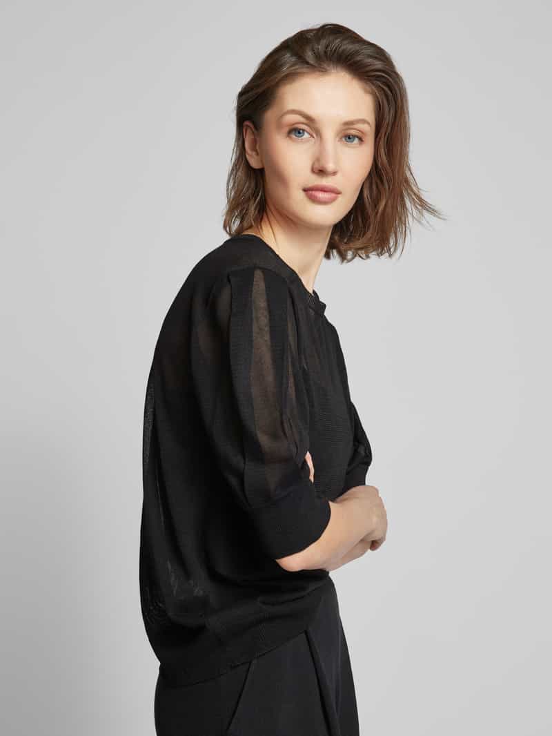 Stefanel Semi-transparante gebreide pullover met ronde hals