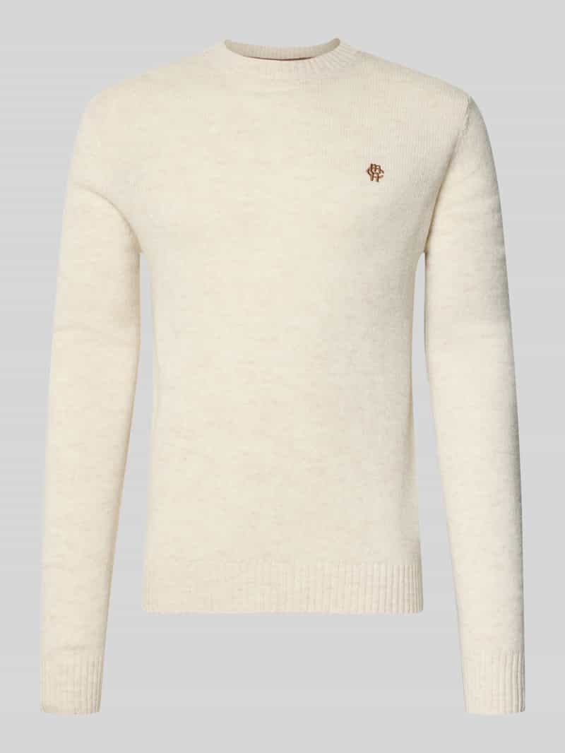 MCNEAL Slim fit gebreide pullover van pure wol met labelstitching