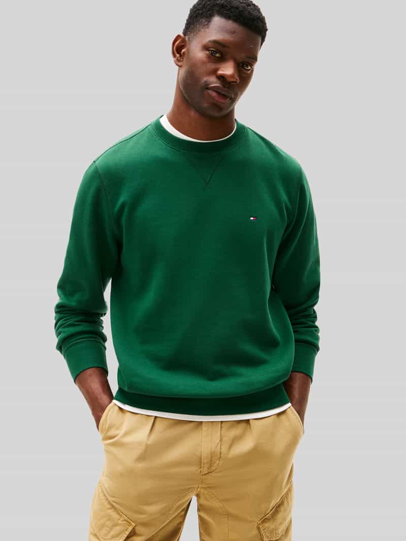 Tommy Hilfiger Regular fit sweatshirt van puur katoen met gestikt logo ornamental green, foto 3