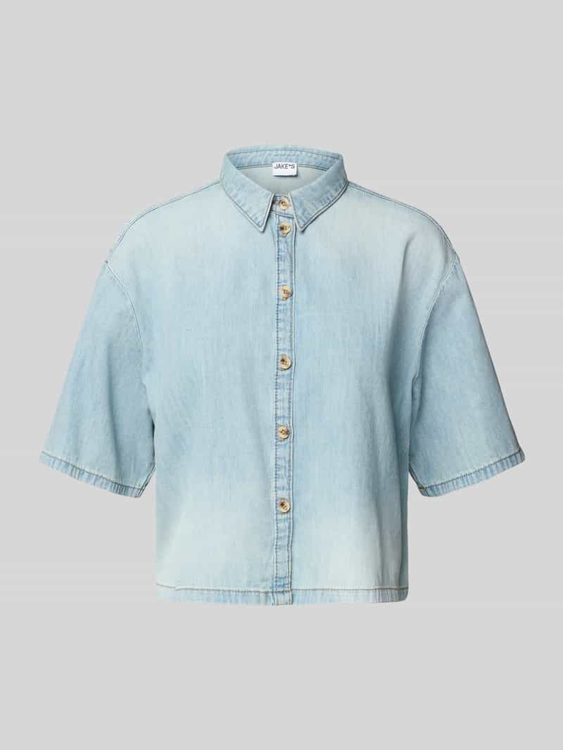 Jake*s Casual Regular fit jeansblouse met 1 2-mouwen