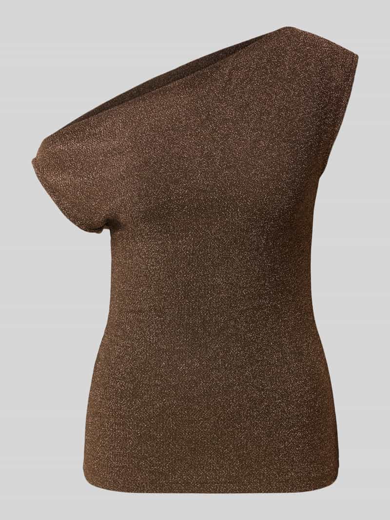 Selected Blousetop van zilver met one shoulder