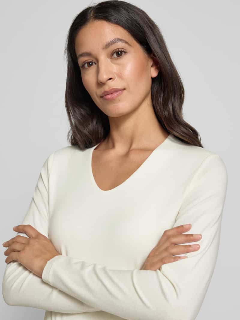 MORE & MORE Shirt met lange mouwen en V-hals