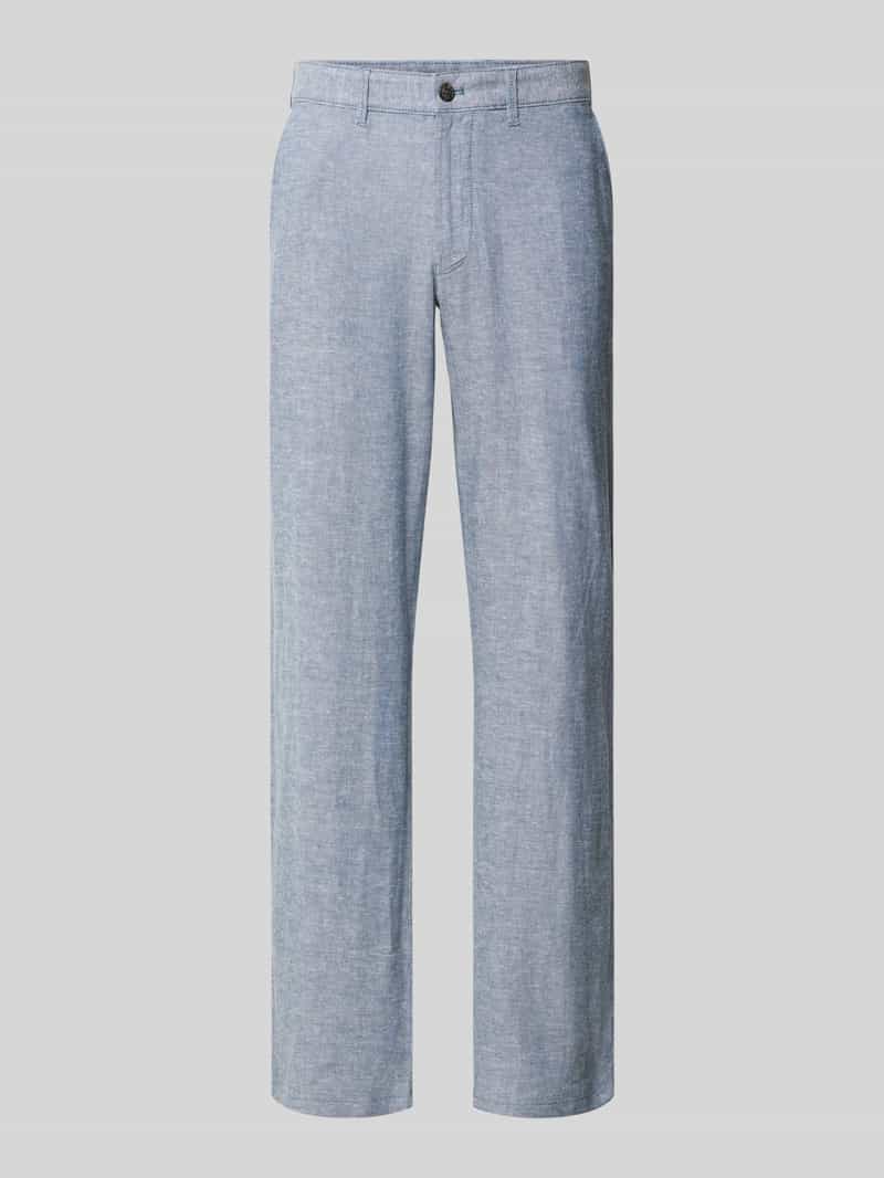 regular fit broek van mix van linnen en viscose met steekzakken