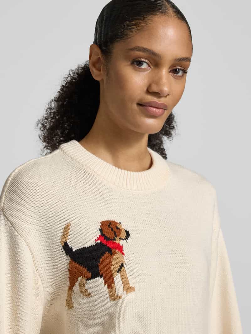 Jake*s Casual Oversized gebreide pullover met motiefprint