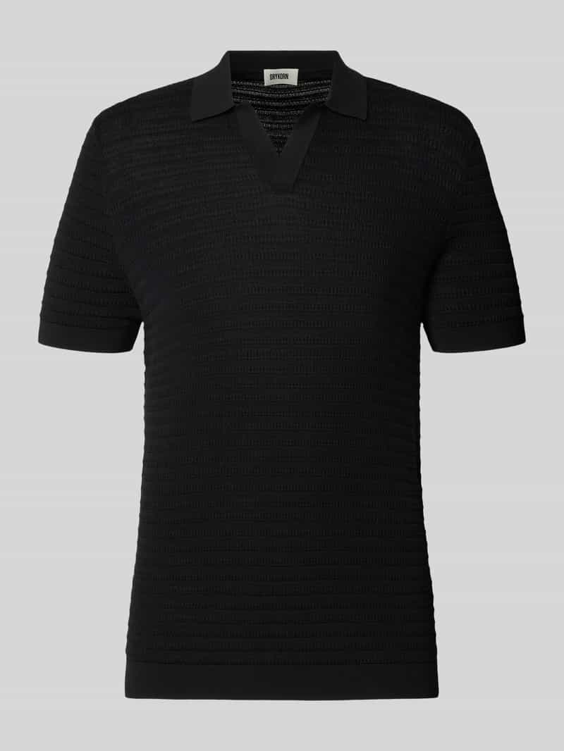 slim fit knitwear-poloshirt met structuurpatroon model 'BRAIAN'