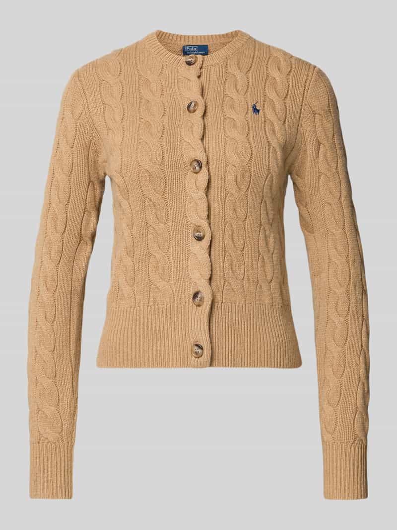 Polo Ralph Lauren Gebreid jack van een mix van linnen en kasjmier met kabelpatroon