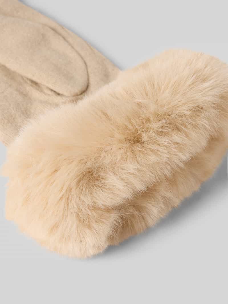 EEM Slim fit handschoenen van wolmix met imitatiebont