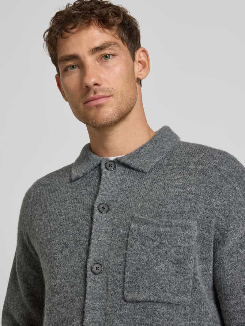 Jack & Jones Premium Gebreid jack met platte kraag en borstzak