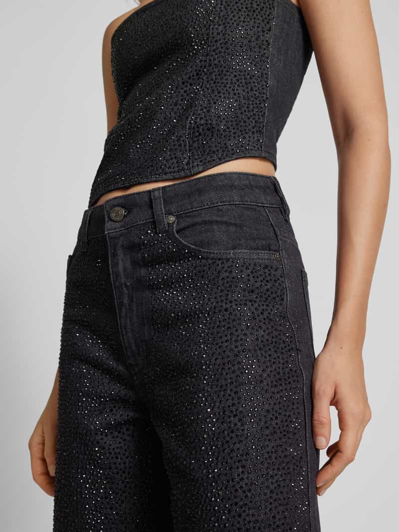 Gestuz Wide leg jeans met siersteentjes model 'Zorah'