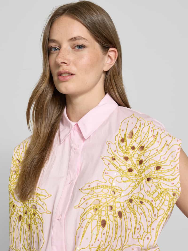 Essentiel Antwerp Boxy fit overhemdblouse met geborduurde pailletten model 'HEBRASKA'