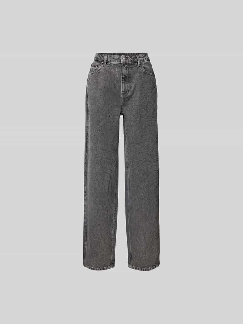 wide leg broek van jeans met sierparels