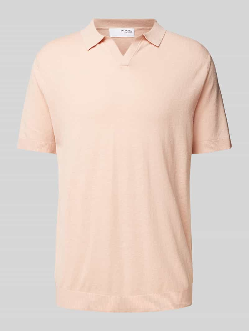 Selected Homme Slim fit linnen poloshirt met platte kraag, model 'LAKE'