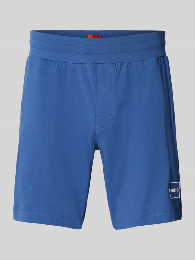 HUGO Korte broek met labelprint en elastische band model 'Laze'