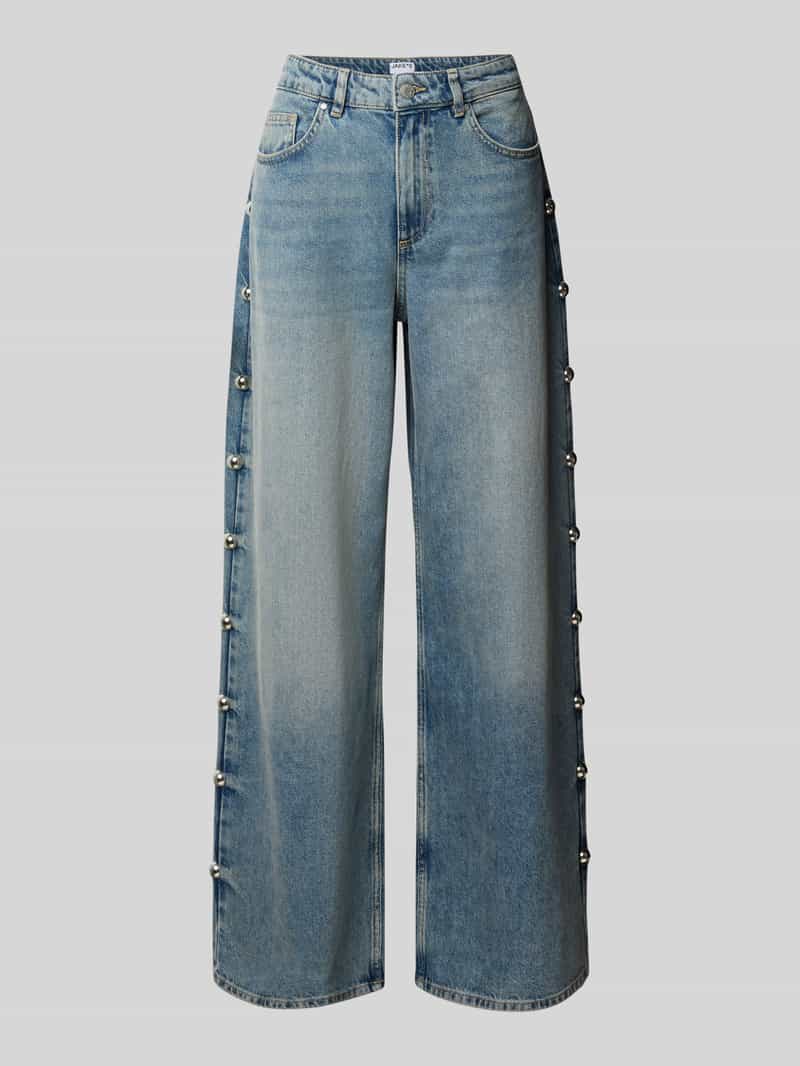 Jake*s Casual wide fit jeans met sierknopen