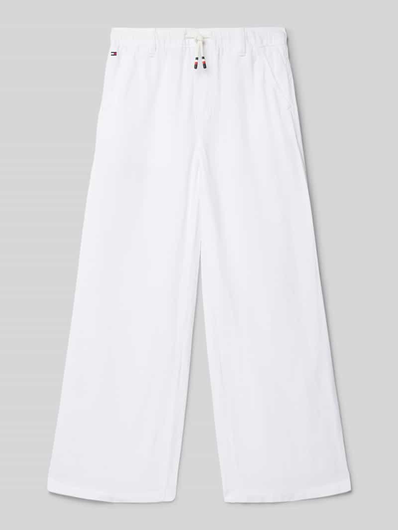 Tommy Hilfiger Teens Linnen broek met elastische band en labelstitching