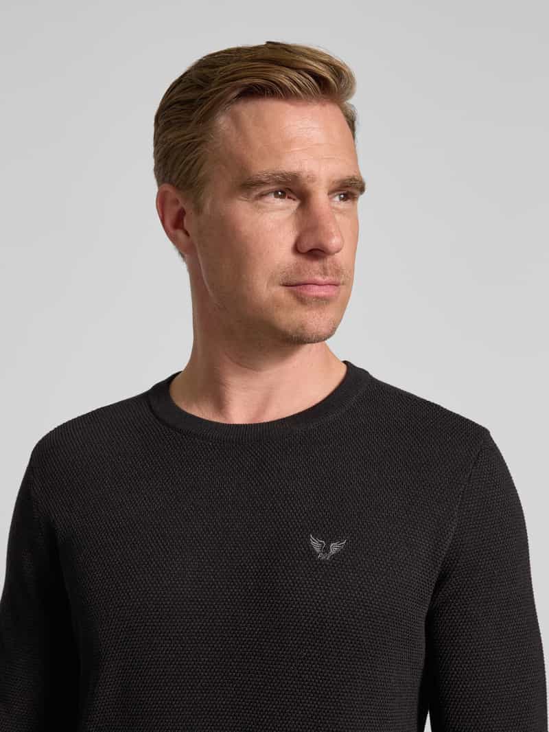 PME Legend Gebreide pullover met logostitching model 'Ricecorn'