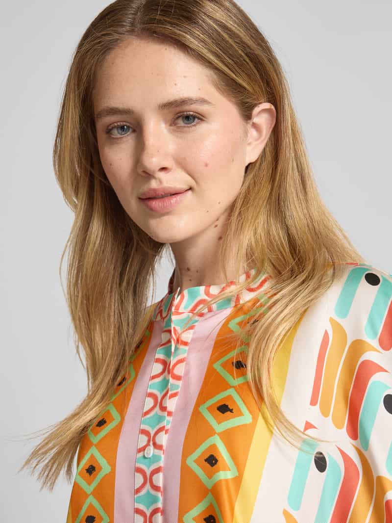 herzensangelegenheit Relaxed fit zijden blouse met opstaande kraag