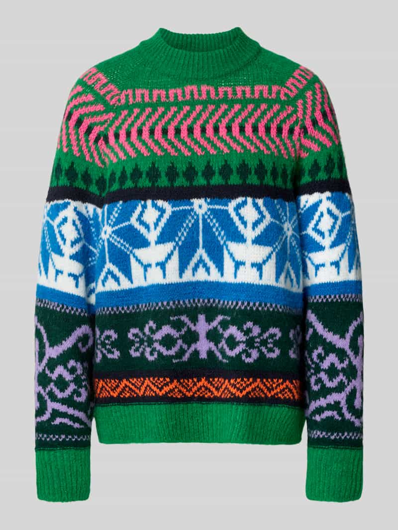 Essentiel Antwerp Loose fit gebreide pullover met meerkleurig motief model 'IRELANDO'