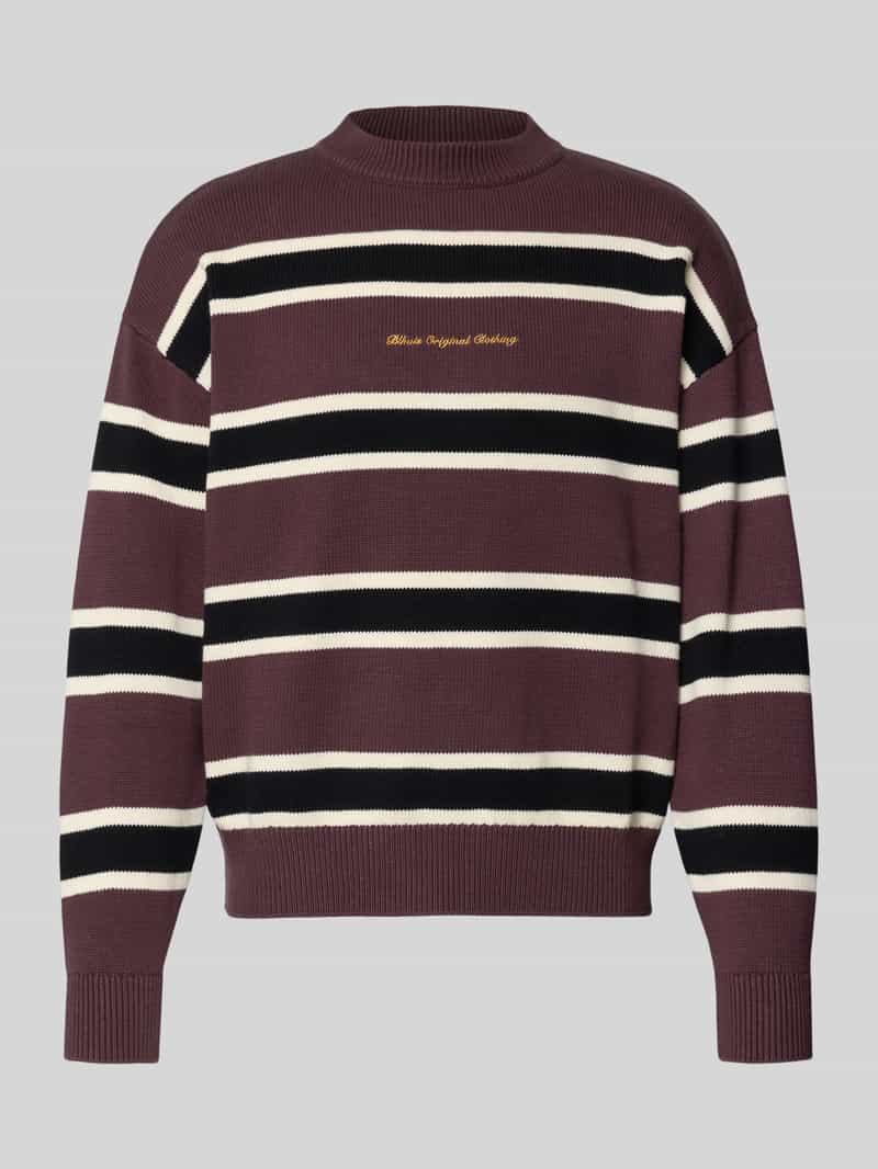 BLKVIS Gebreide pullover met streepmotief en labelstitching