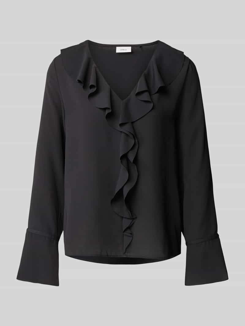 S.Oliver BLACK LABEL Regular fit blouse met volants en V-hals