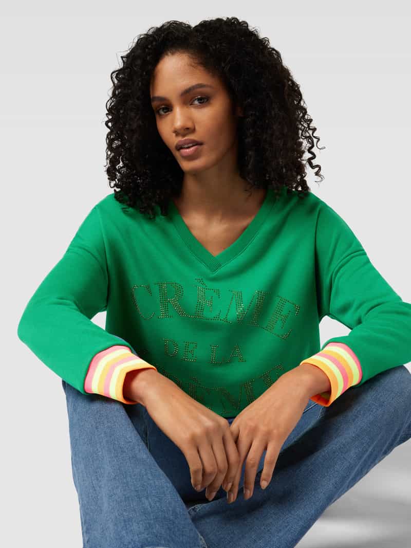 miss goodlife Oversized sweatshirt met statement in strass-steentjes model 'Creme de la Creme'