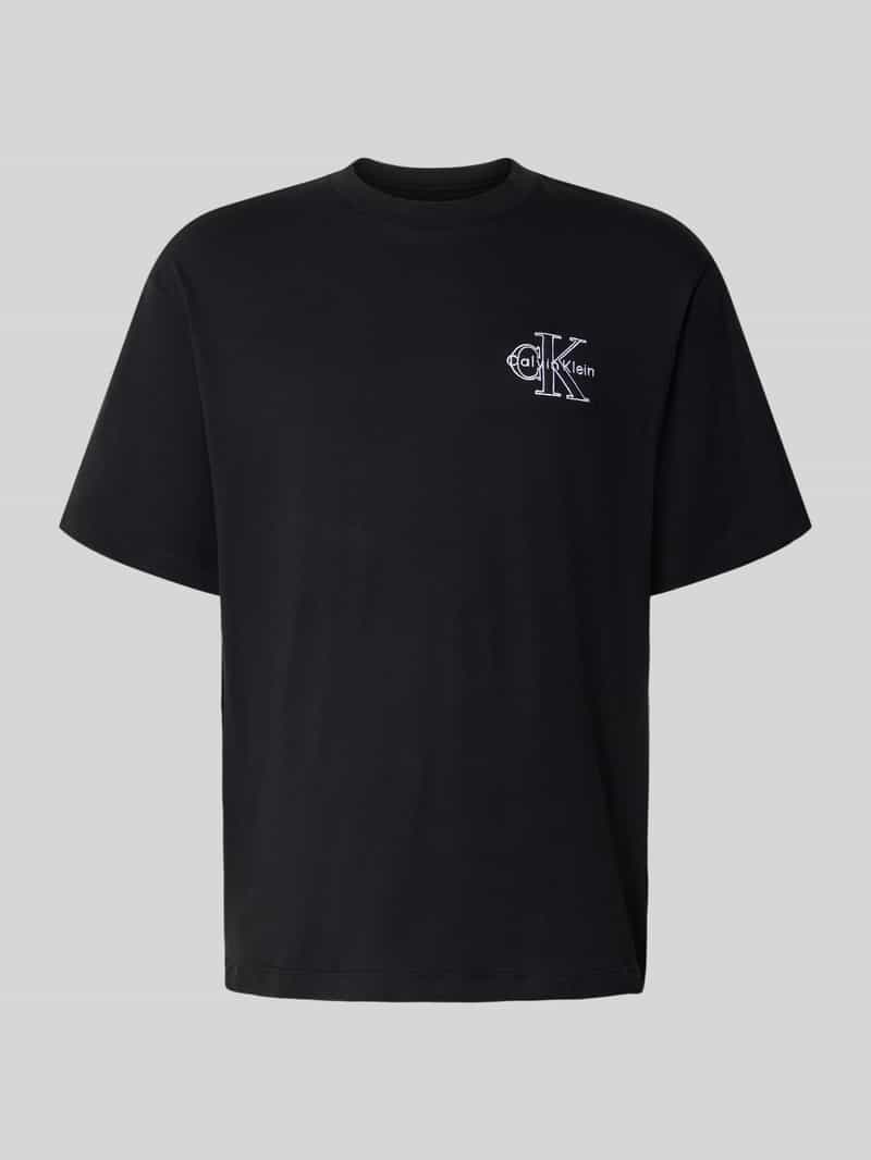 Calvin Klein Jeans Regular fit T-shirt met logostitching model 'Micro'