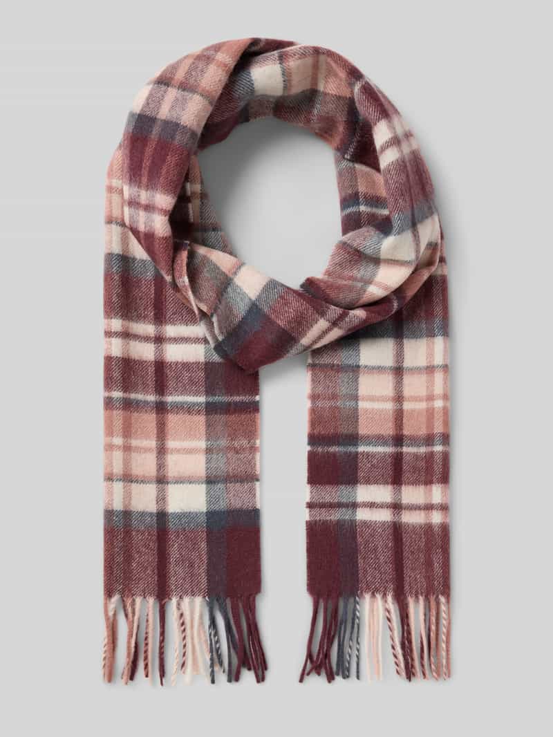 Barbour Sjaal met franjes van een mix van wol en kasjmier