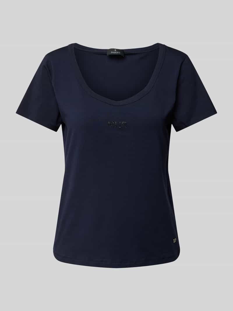 monari T-shirt met geribde boothals