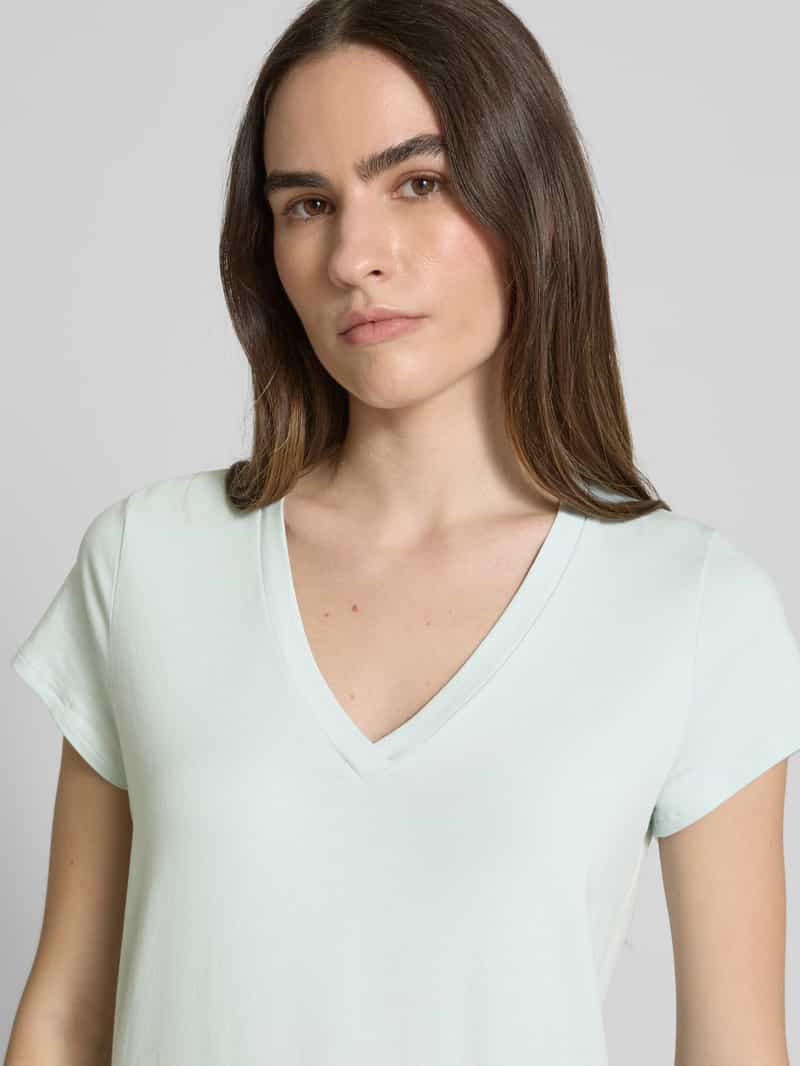 Schiesser T-shirt met geribde V-hals