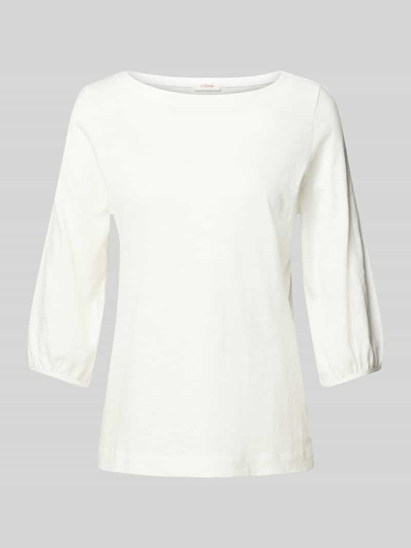 S.Oliver RED LABEL T-shirt van zuiver katoen met boothals en 3/4-mouwen