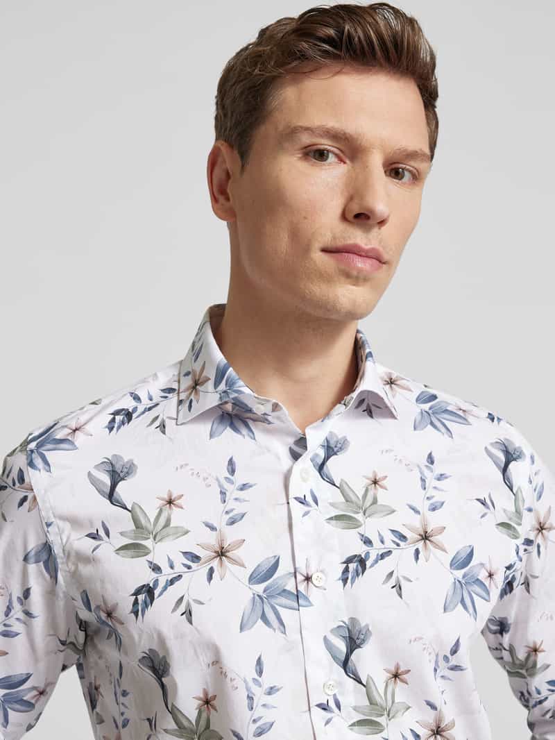 Profuomo Slim fit zakelijk overhemd met haaikraag model 'Cutaway'