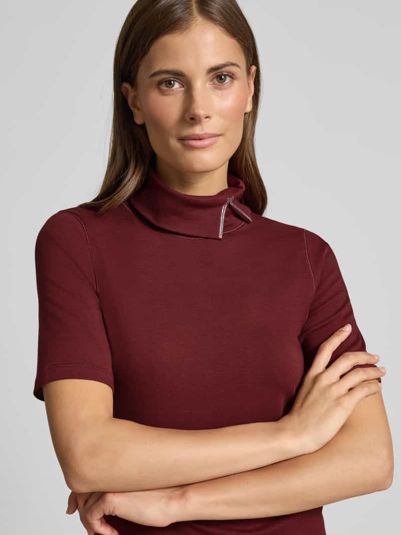 Marc Cain Nauwsluitend T-shirt van katoenmix met col