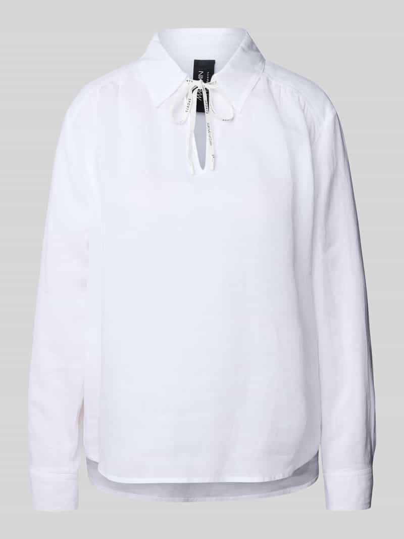 Marc Cain Regular fit blouse van ramie met platte kraag