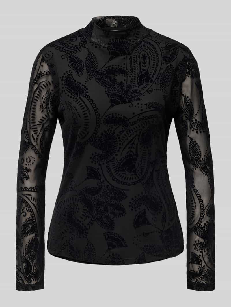 comma Shirt met lange mouwen en opstaande kraag