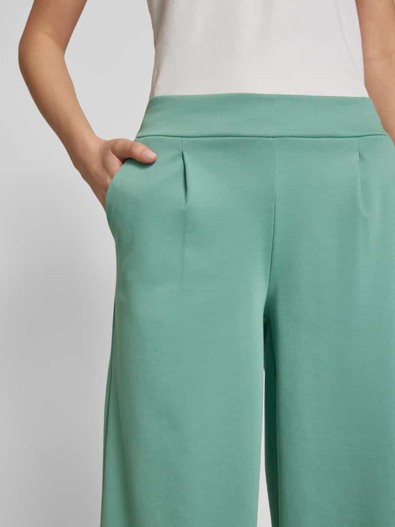 Ichi Wide leg stoffen broek met bandplooien model 'Kate'