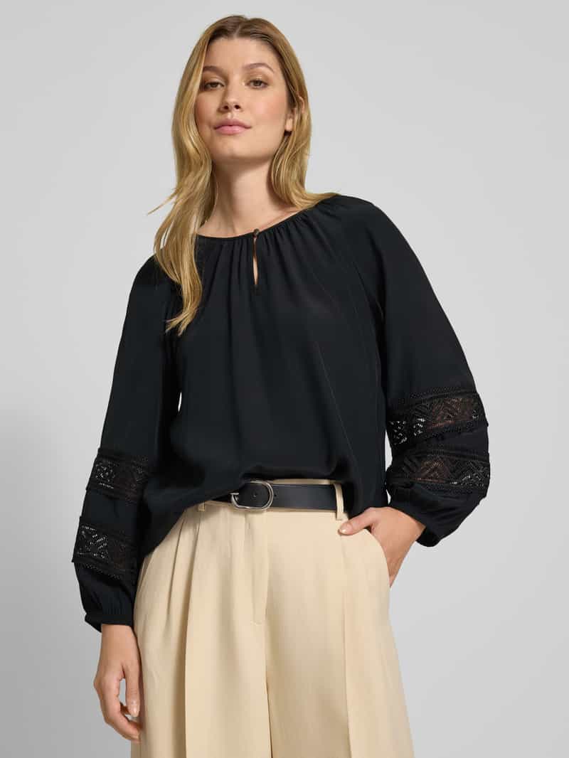 comma Regular fit blouse van viscose met kant