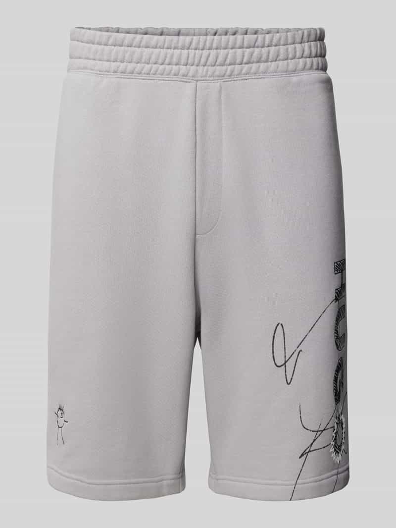 Hugo Blue Sweatshorts van viscose met labelprint model 'Nasibo'
