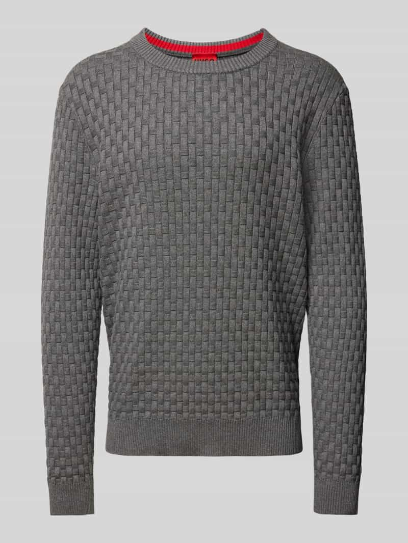 HUGO Gebreide pullover met structuurmotief, model 'Stubon'