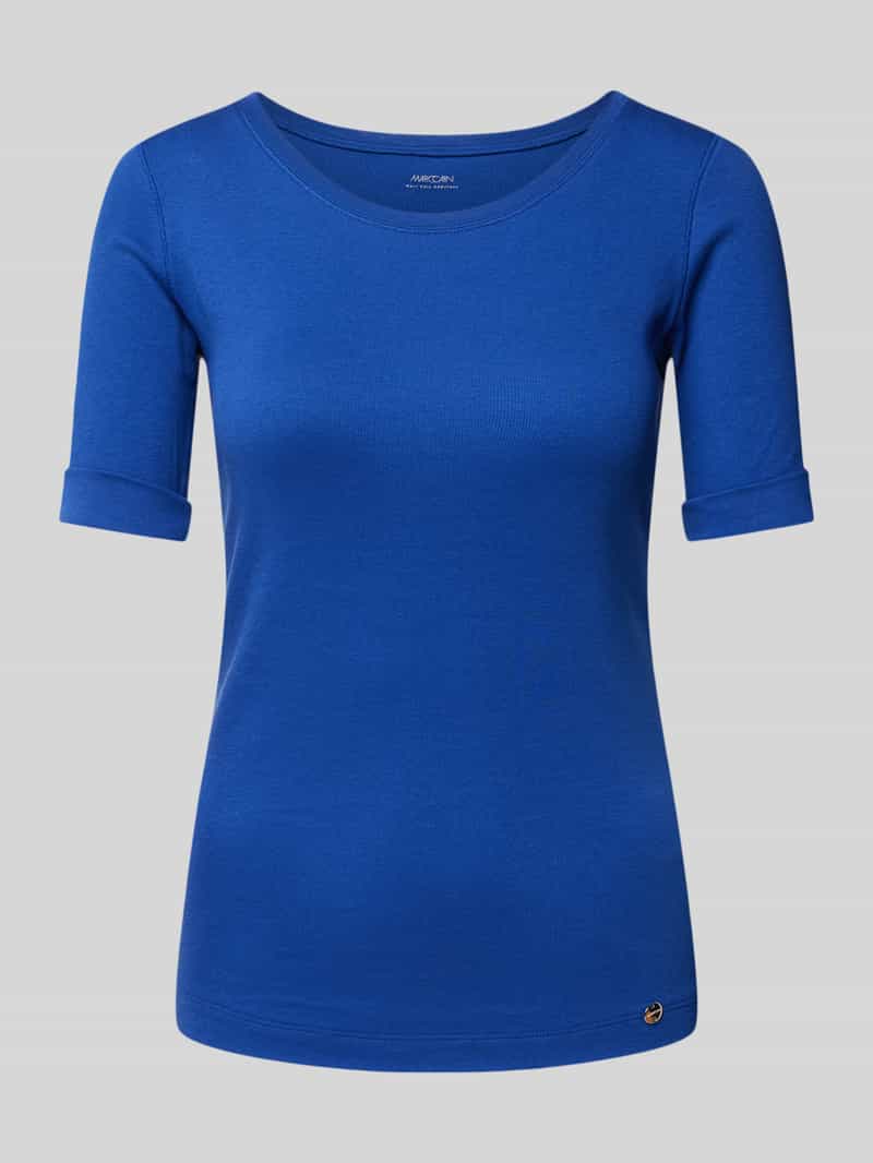 Marc Cain T-shirt met geribde ronde hals