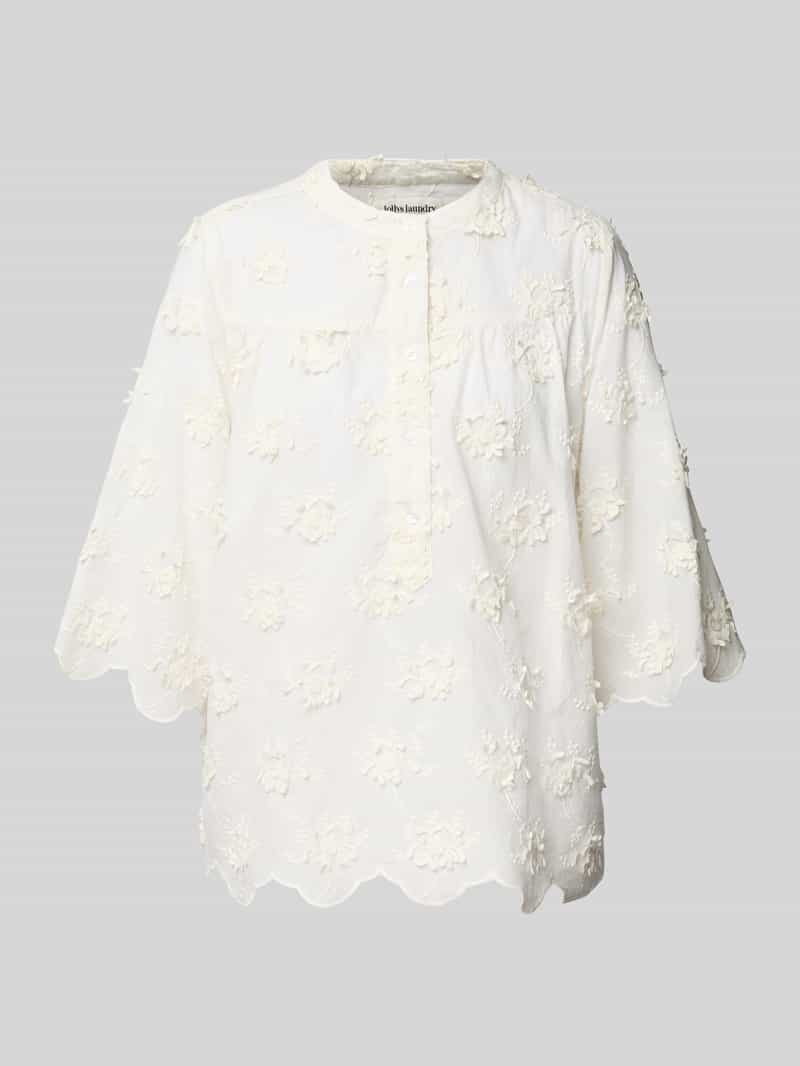 LOLLYS LAUNDRY Blouse met gehaakt kant en golvende zoom model 'Louise'